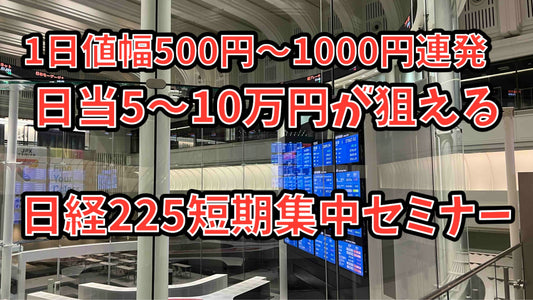 緊急開催セミナー（ビデオ学習コース）日経先物で日当5~10万円を毎日稼ぐデイトレセミナー